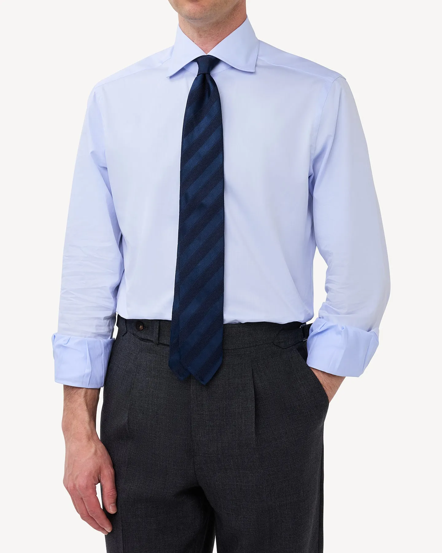 Light Blue Twill Spread Collar Shirt
