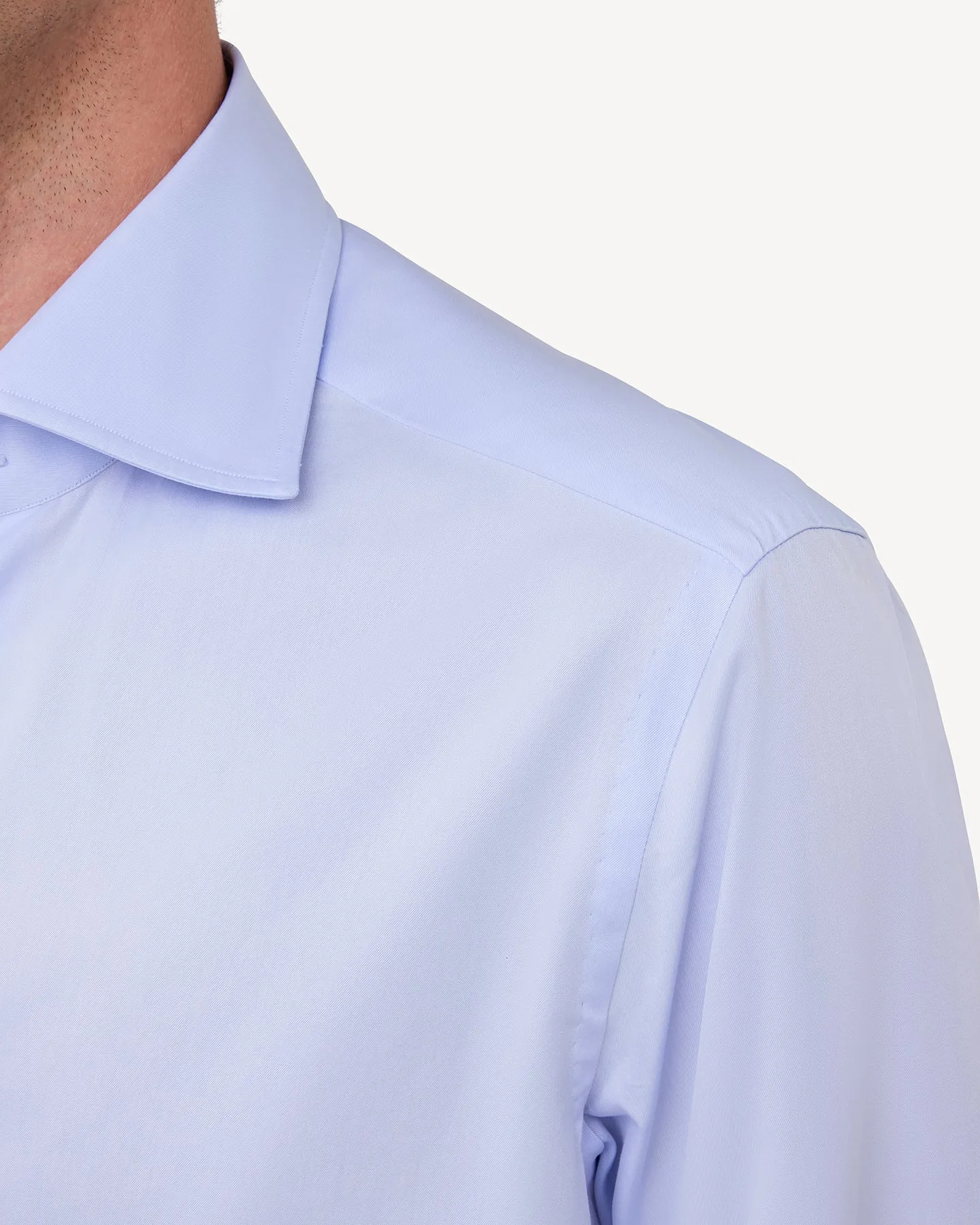 Light Blue Twill Spread Collar Shirt