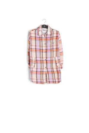 Lilac, orange and light pink checked shirt jacket
