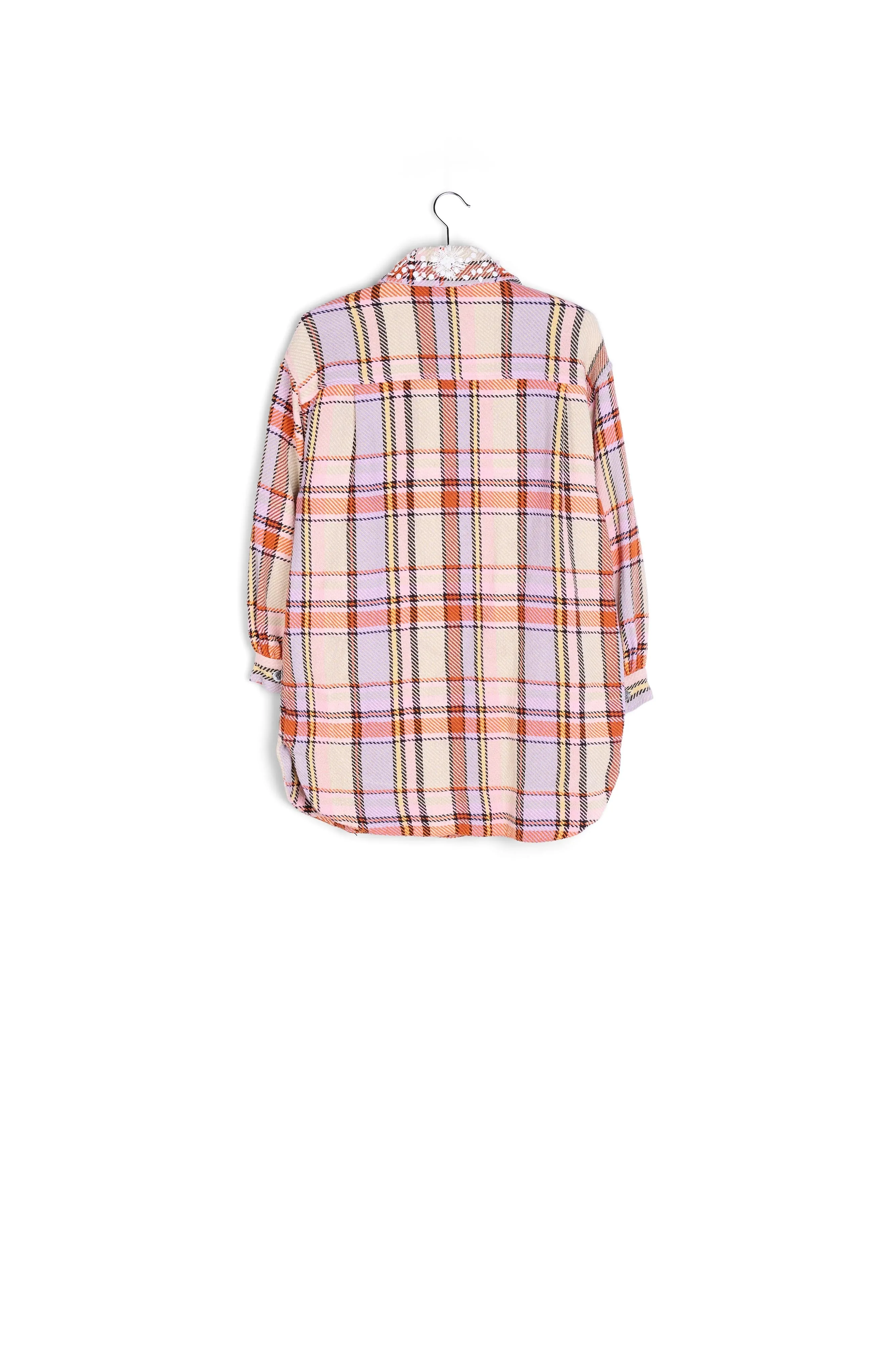 Lilac, orange and light pink checked shirt jacket