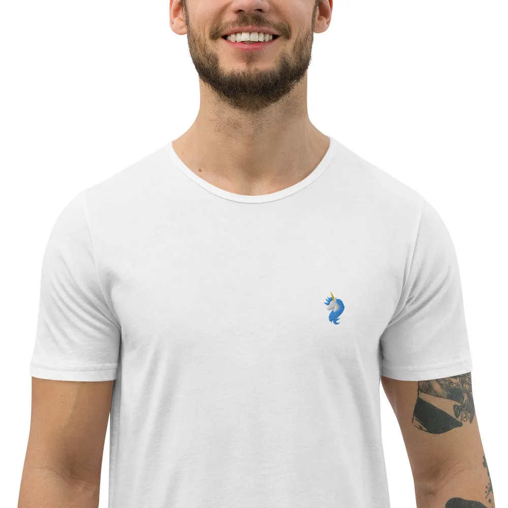 Logo Men's Curved Hem T-Shirt by #unicorntrends