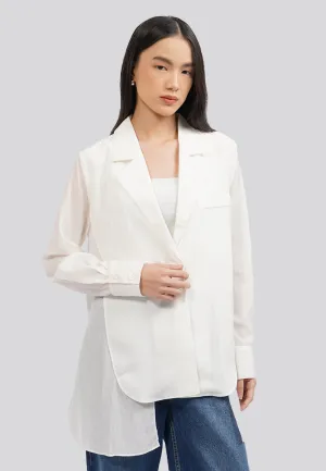Long Sleeve Sheer Blazer Off White
