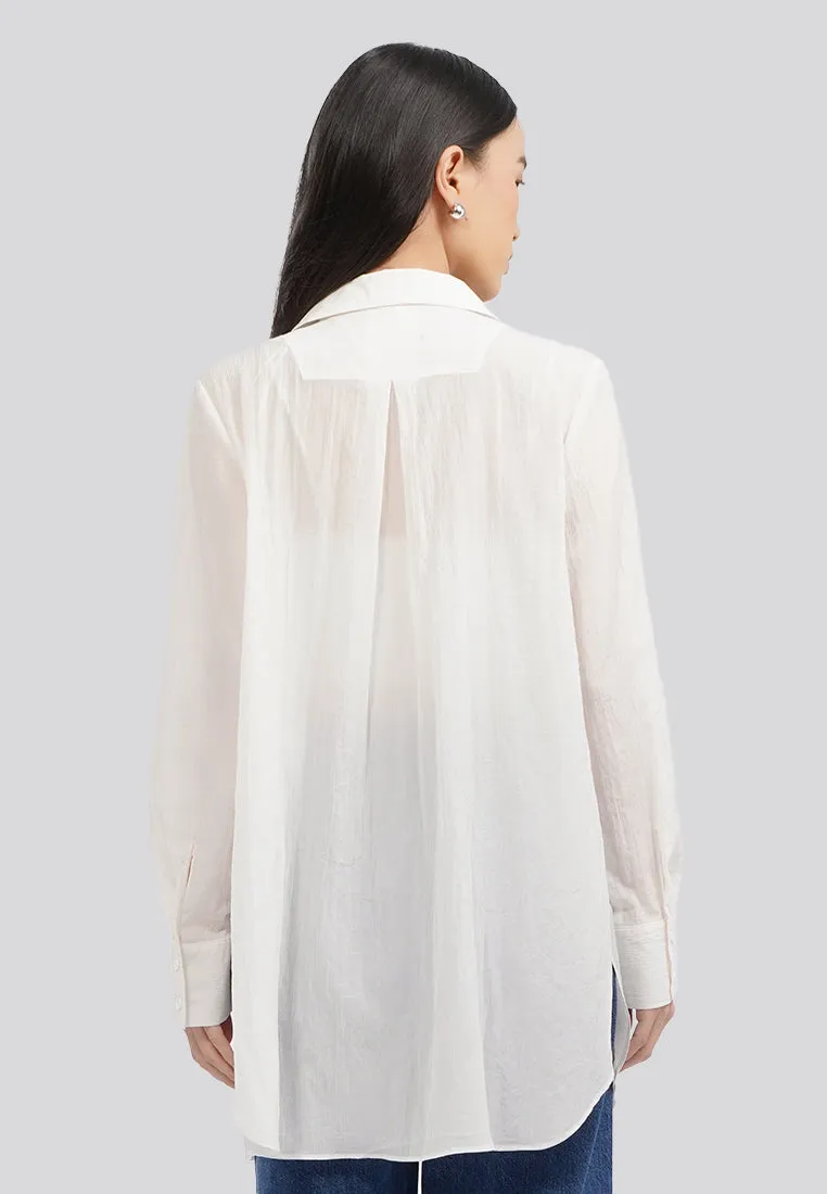 Long Sleeve Sheer Blazer Off White