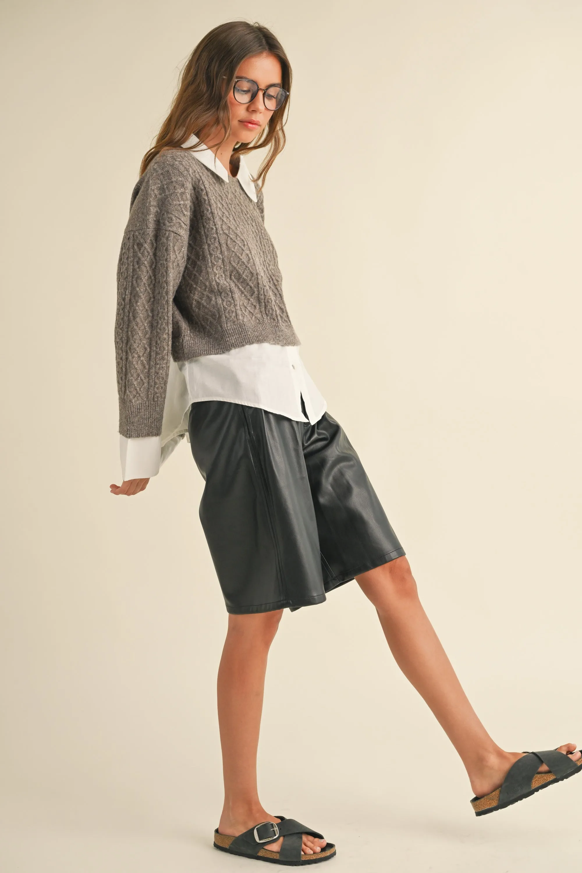 Long Sleeve Sweater and Shirt Combo