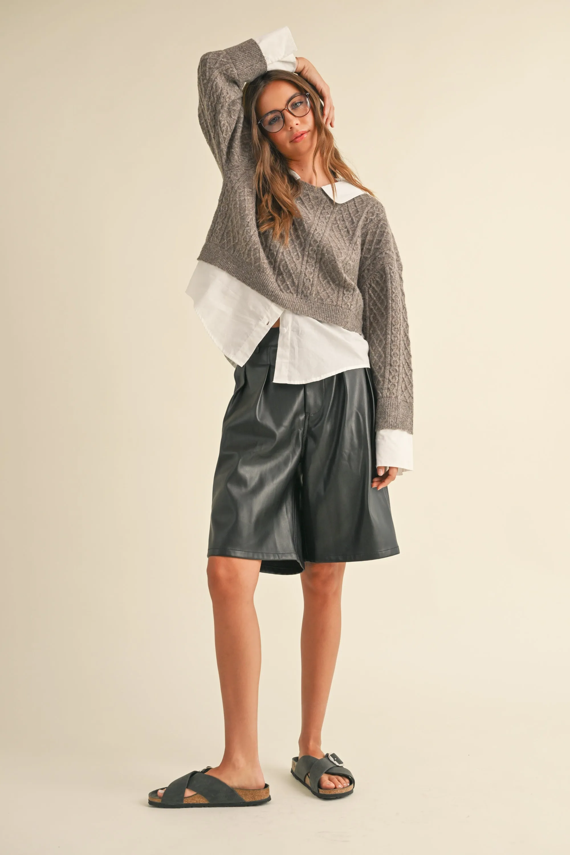 Long Sleeve Sweater and Shirt Combo