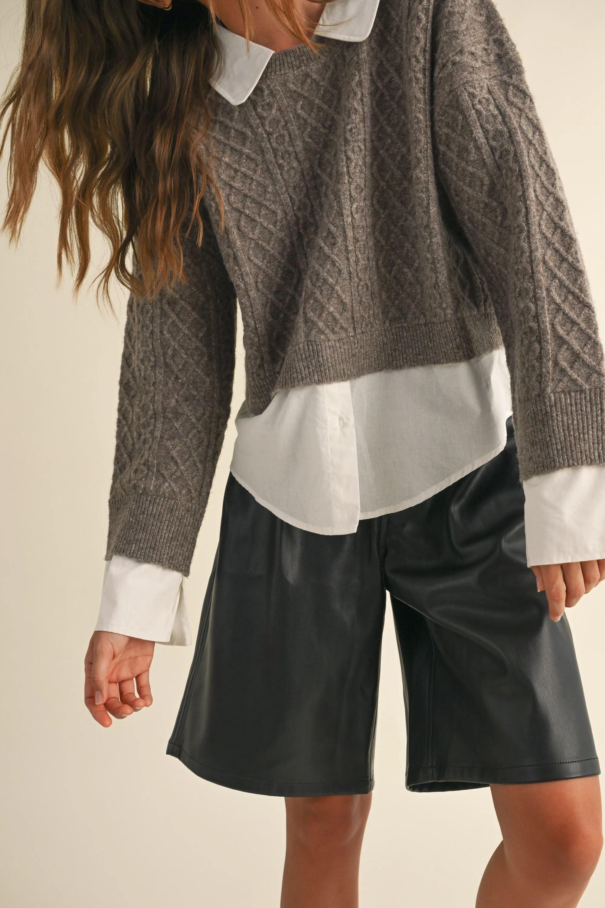 Long Sleeve Sweater and Shirt Combo