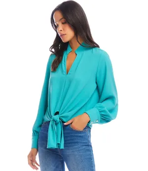 Long Sleeve Tie-Front Top