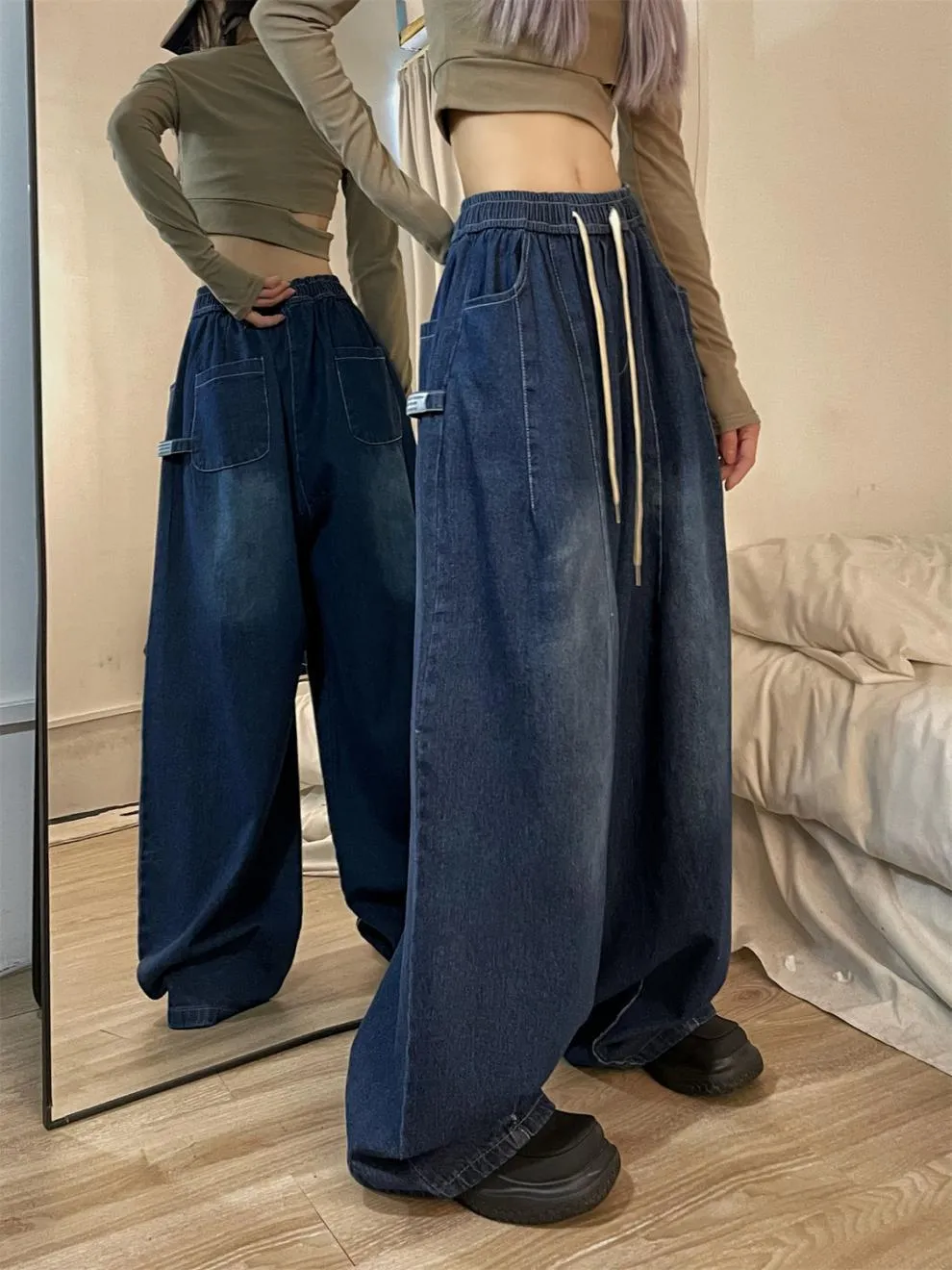 Loose Simple Style Baggy Boyfriend Jeans