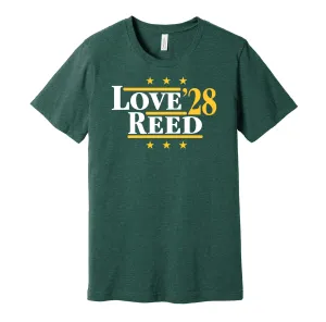 Love & Reed '28 - Green Bay Football Legends Political Campaign Parody T-Shirt - Hyper Than Hype Shirts