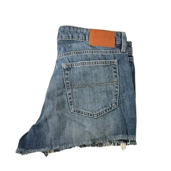 Lucky Brand Womens High Rise Button Fly 5 Pockets Cut Off Jean Shorts Sz 29 NWT