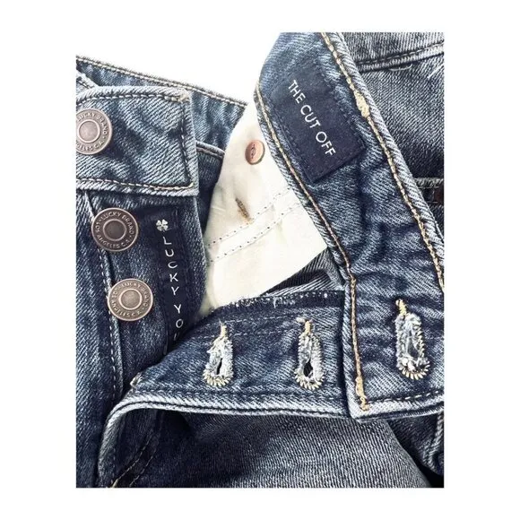 Lucky Brand Womens High Rise Button Fly 5 Pockets Cut Off Jean Shorts Sz 29 NWT