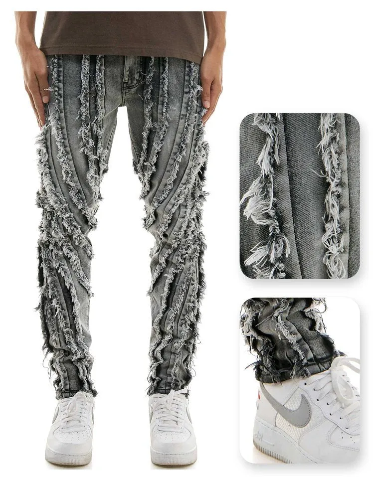 M Grey Raw Edge Skinny Jeans - Skinny Fit