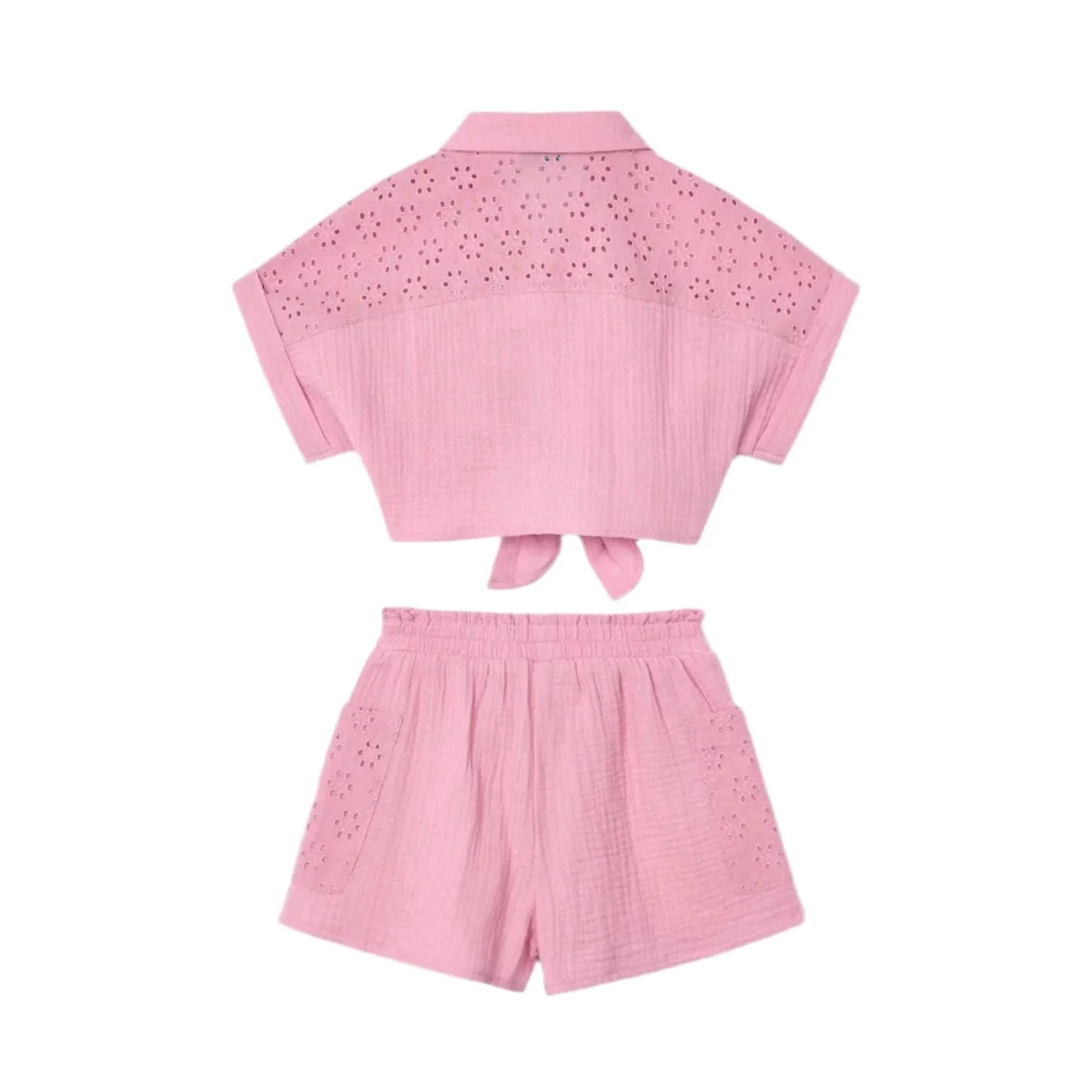 Mayoral Dusty Pink Broderie Anglaise Two Piece Shorts Set
