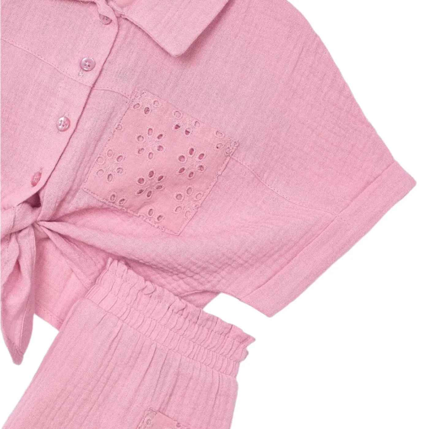 Mayoral Dusty Pink Broderie Anglaise Two Piece Shorts Set