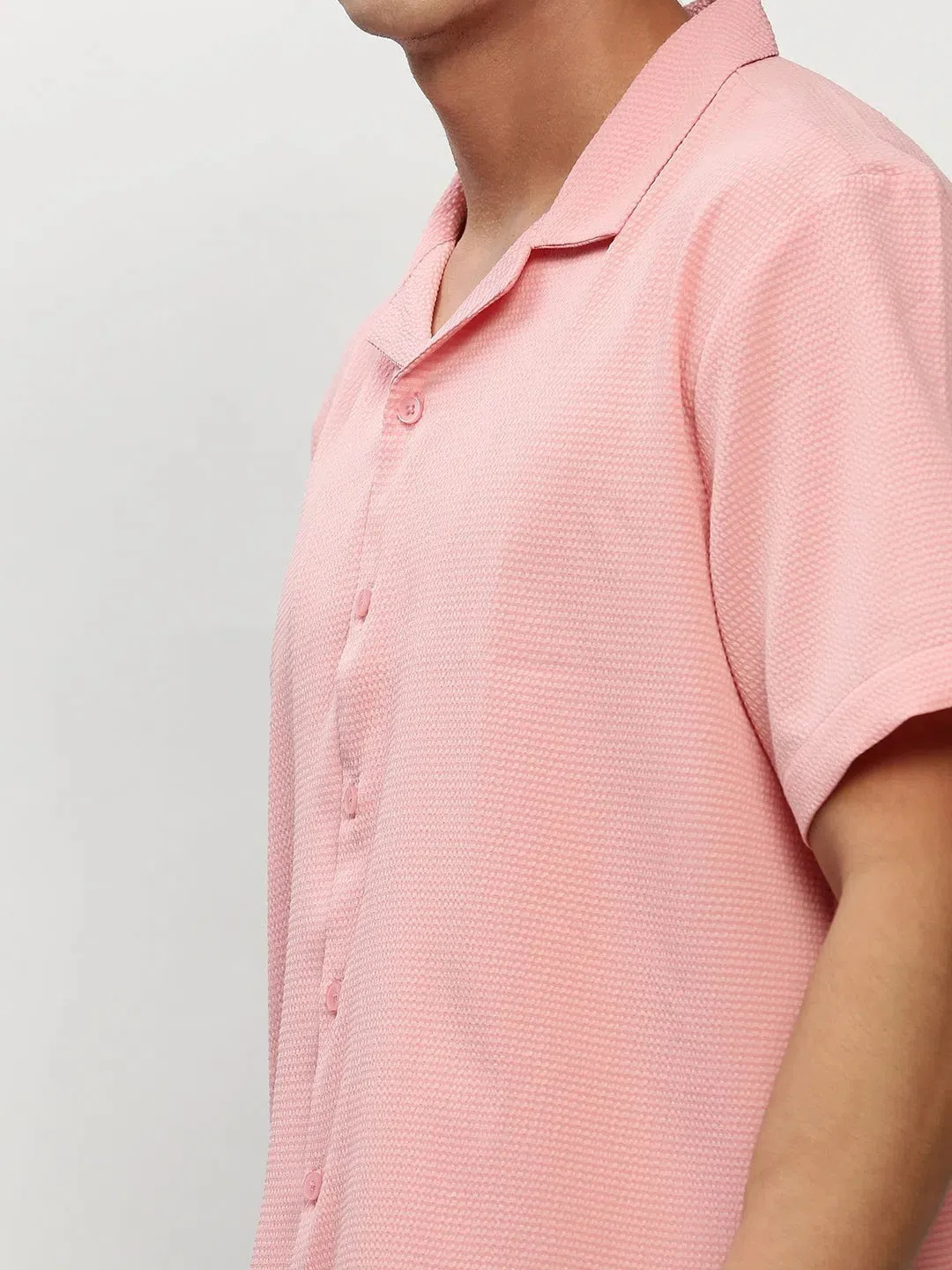 Men Peach Solid Casual Casual Shirts-AGASTHYA-1589-Peach