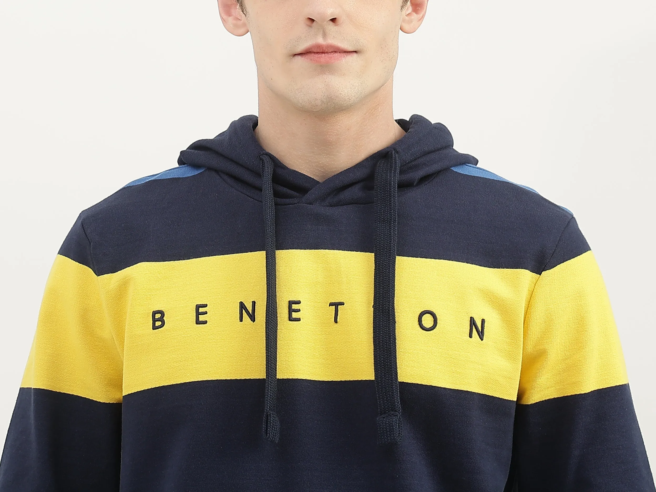 Men Striped Hood Sweatshirt