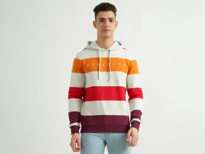 Men Striped Hood Sweatshirt