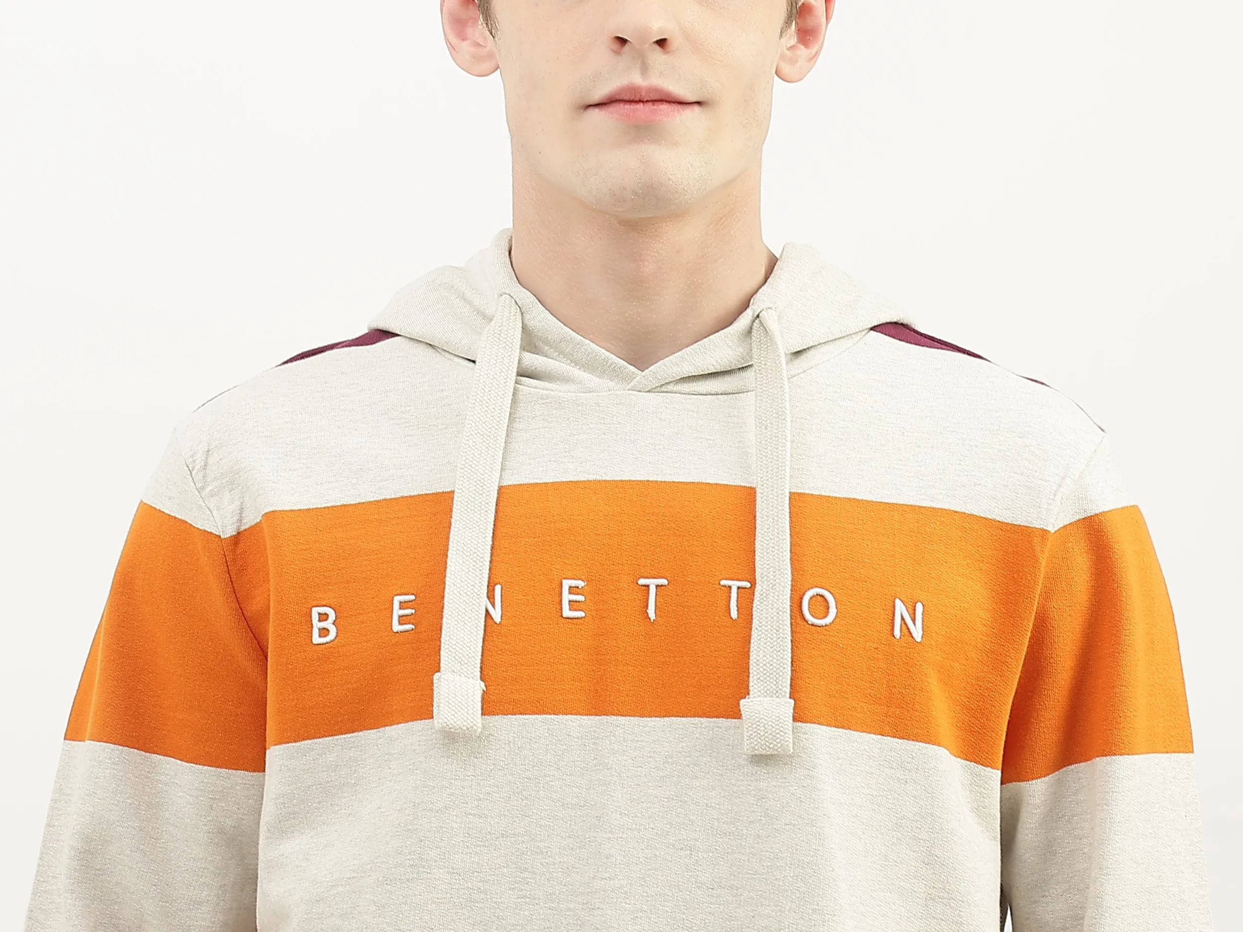 Men Striped Hood Sweatshirt