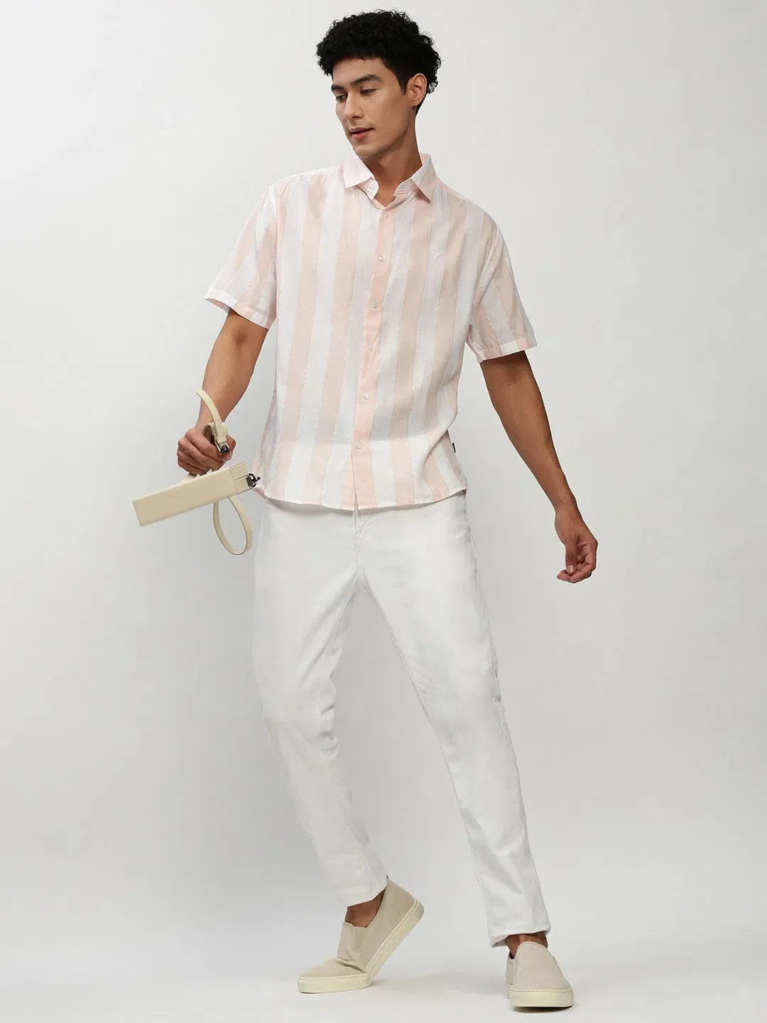 Men White Striped Casual Casual Shirts-JOYOSTRIPE-76-White