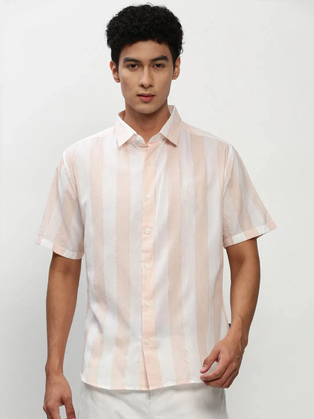 Men White Striped Casual Casual Shirts-JOYOSTRIPE-76-White