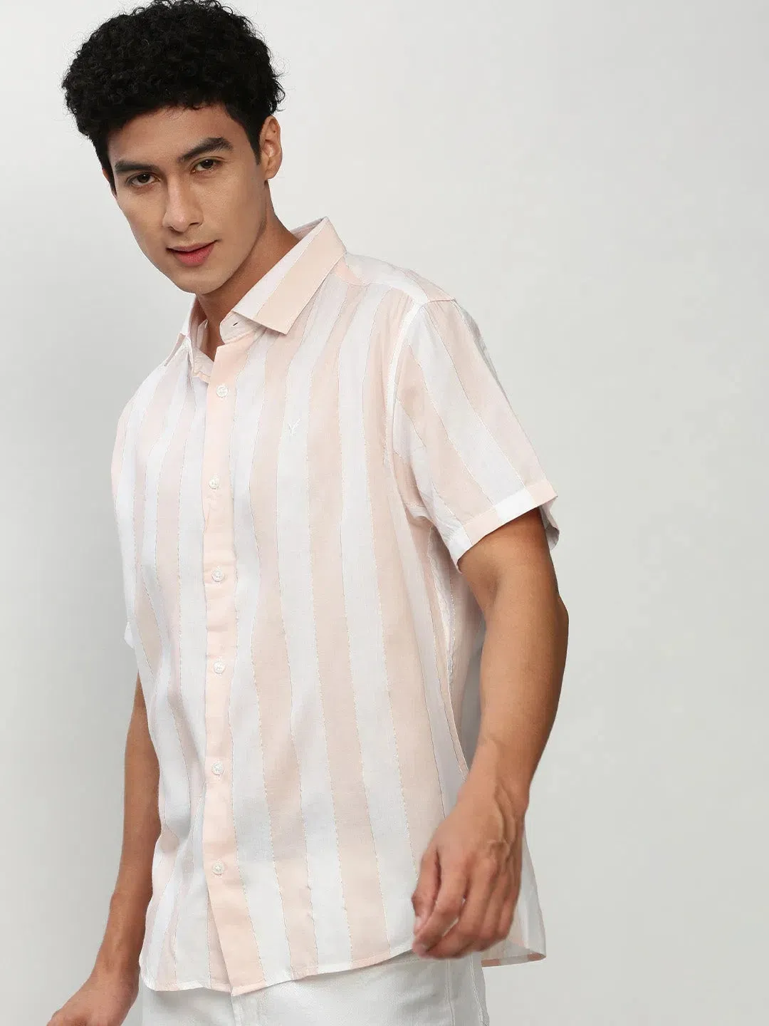 Men White Striped Casual Casual Shirts-JOYOSTRIPE-76-White