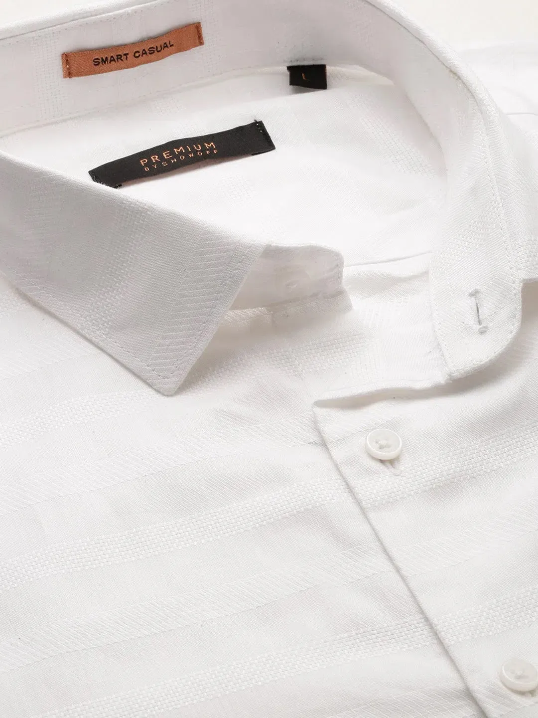 Men White Striped Casual Casual Shirts-TAROSTRIPE-607-White