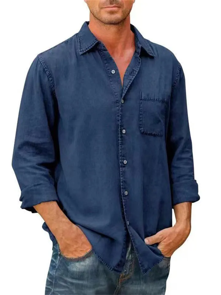 Men's Fashion Comfy Button Up Washed Cotton Shirts