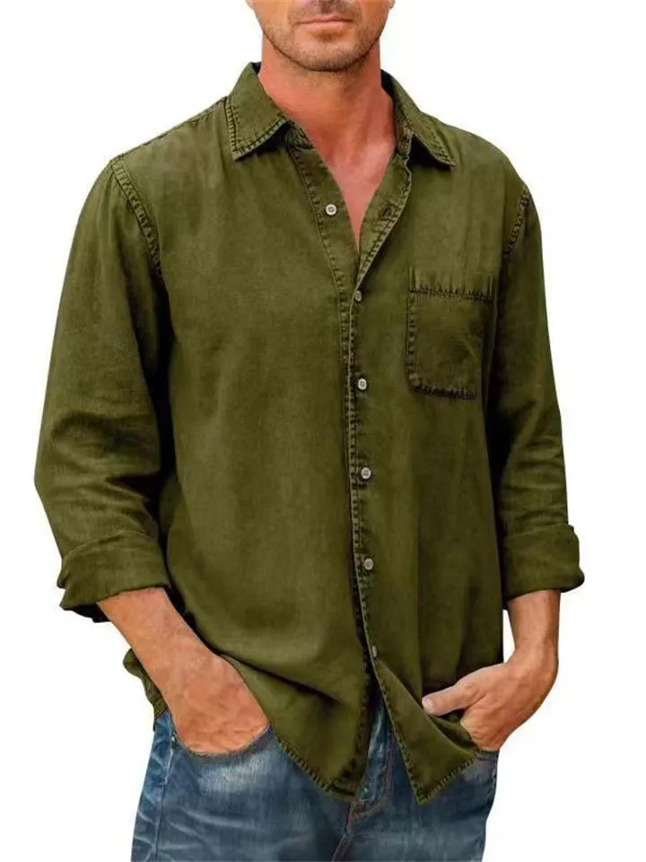 Men's Fashion Comfy Button Up Washed Cotton Shirts