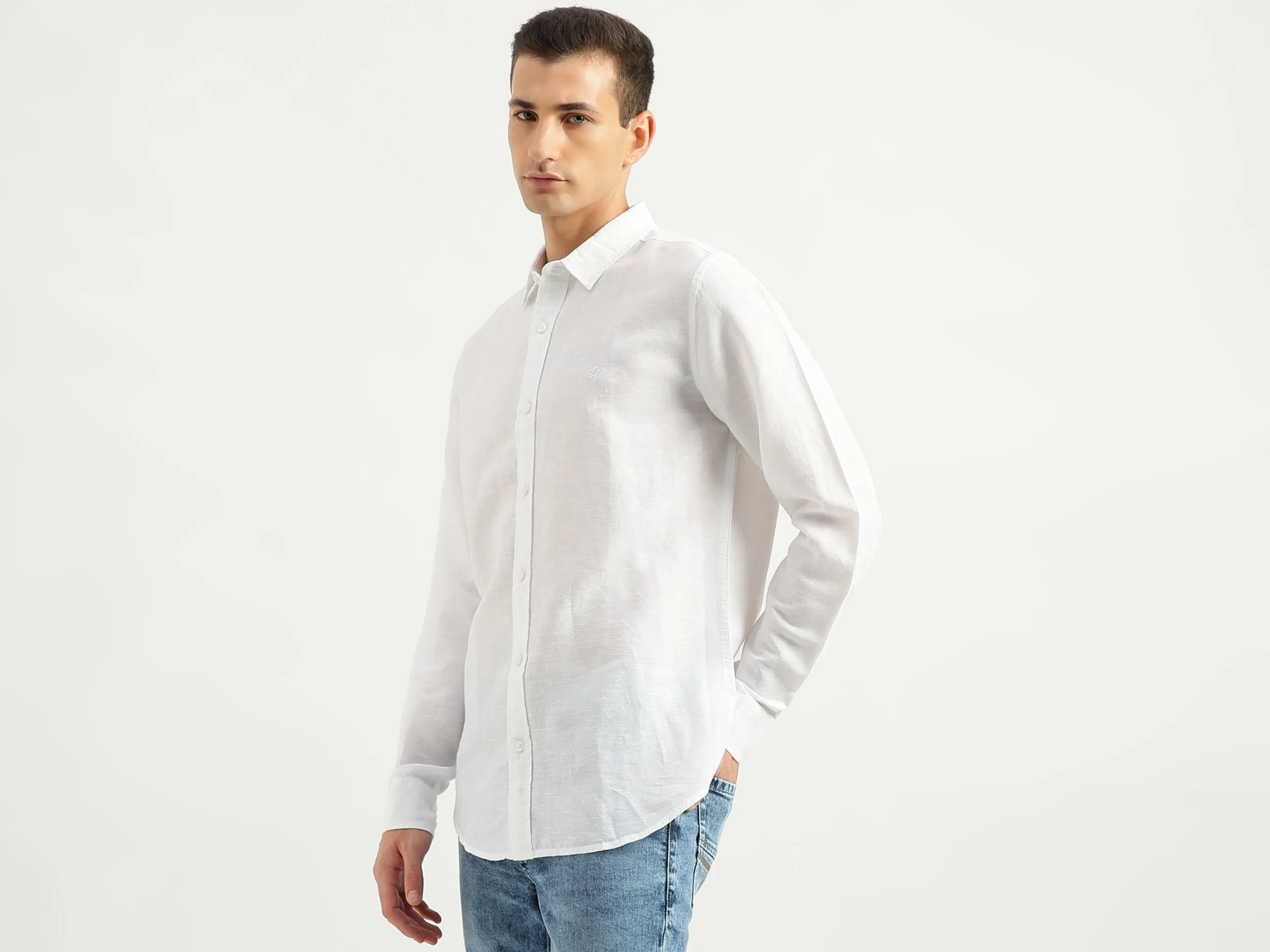 Men's Slim Fit Spread Collar Solid Shirts