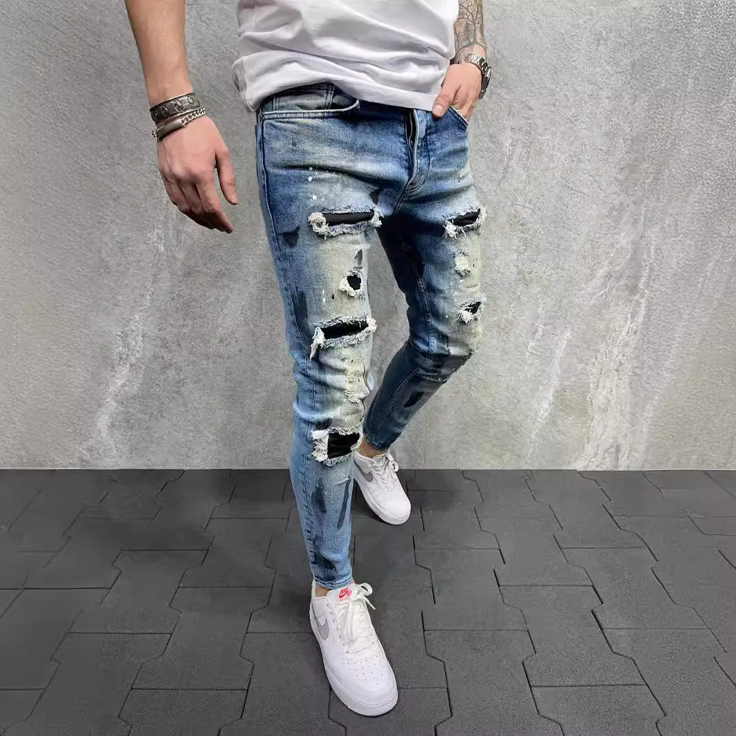 Men's Versatile Casual Slim Ripped Jeans