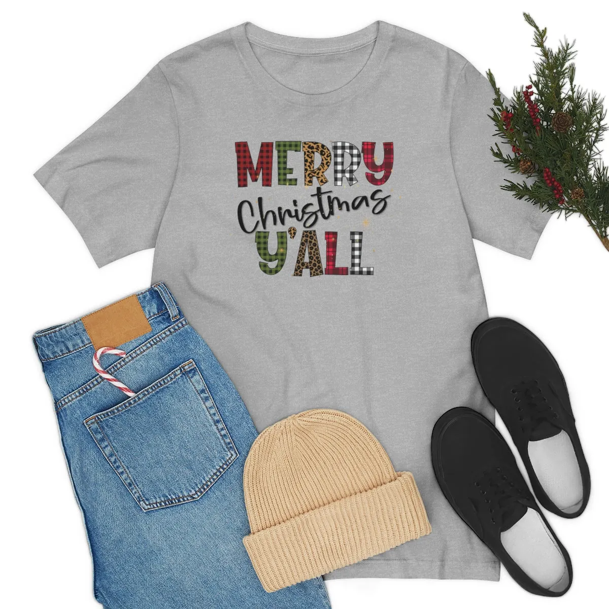 Merry Christmas Ya'll white and red-Unisex Heavy Cotton Tee