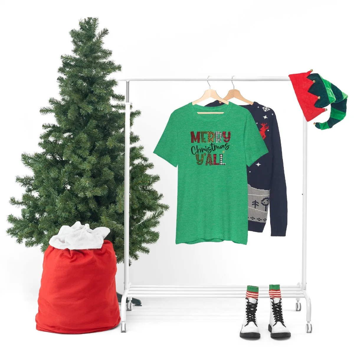 Merry Christmas Ya'll white and red-Unisex Heavy Cotton Tee