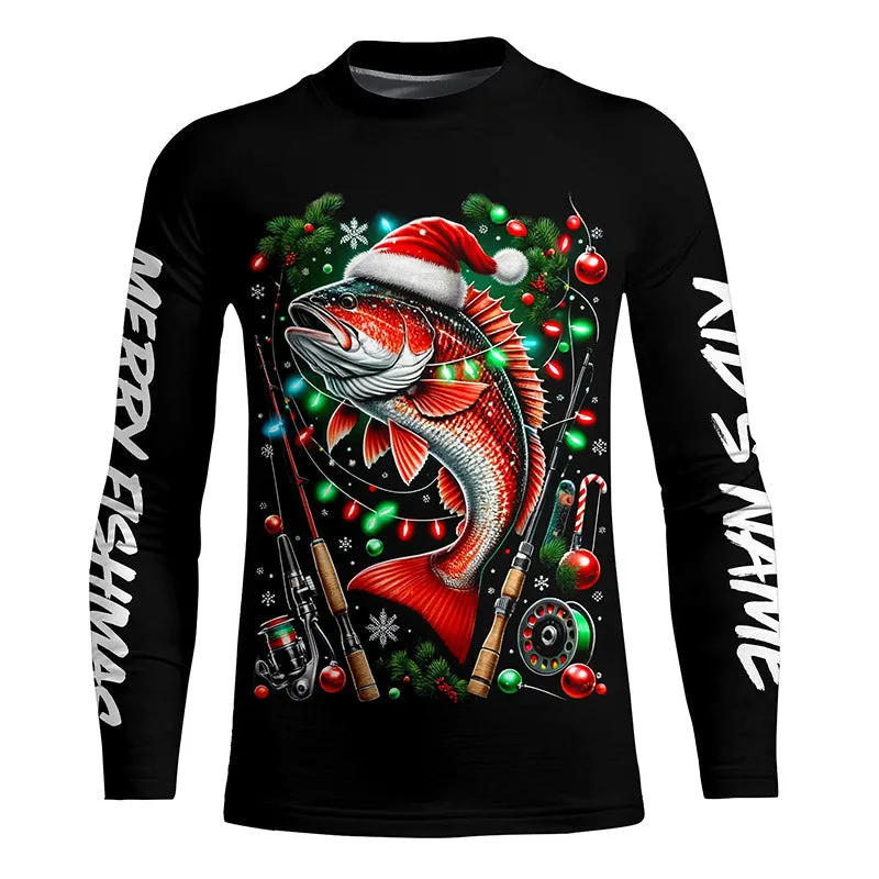 Merry Fishmas UV Protection Redfish Fishing Shirt For Fisherman A60