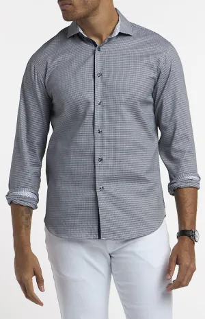 Michelsons of London Dobby Gingham Hybrid Long-Sleeve Shirt