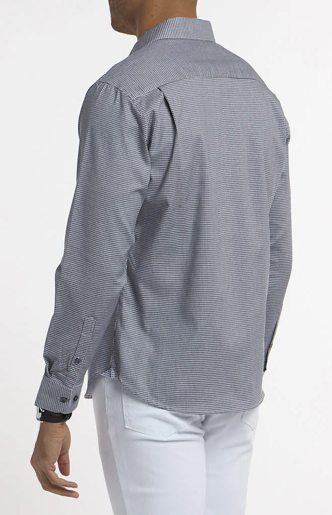 Michelsons of London Dobby Gingham Hybrid Long-Sleeve Shirt