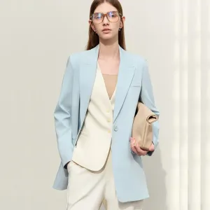 Minimalist Women's Blazer – Spring Collection Loose Office Jacket, Elegant Solid Color Coat for Women