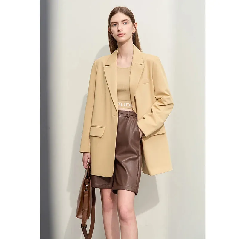 Minimalist Women's Blazer – Spring Collection Loose Office Jacket, Elegant Solid Color Coat for Women
