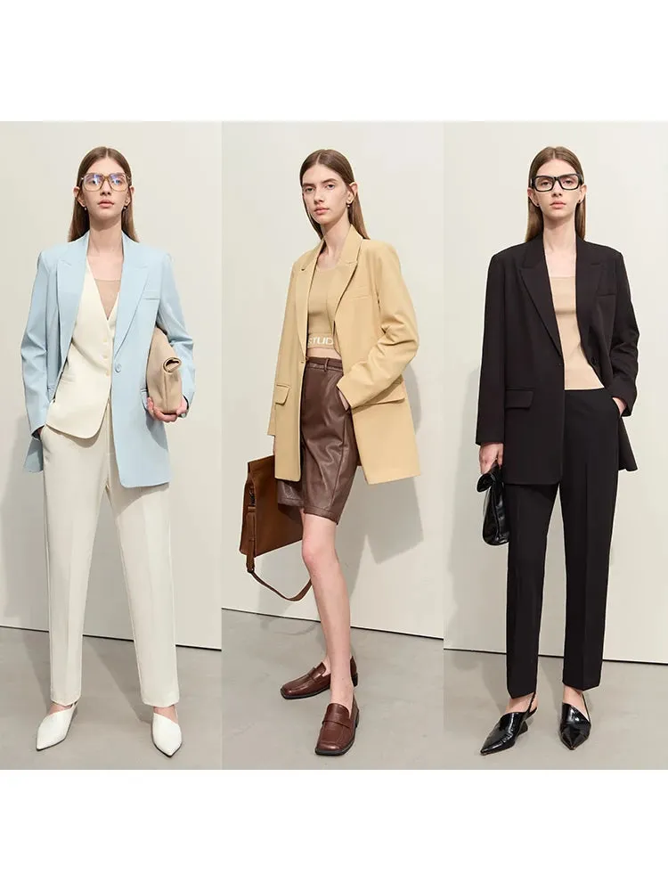 Minimalist Women's Blazer – Spring Collection Loose Office Jacket, Elegant Solid Color Coat for Women