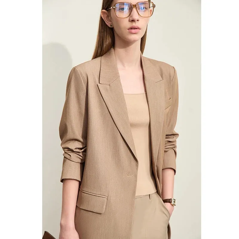 Minimalist Women's Blazer – Spring Collection Loose Office Jacket, Elegant Solid Color Coat for Women