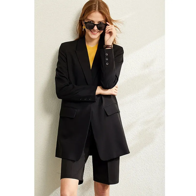 Minimalist Women's Blazer – Spring Collection Loose Office Jacket, Elegant Solid Color Coat for Women
