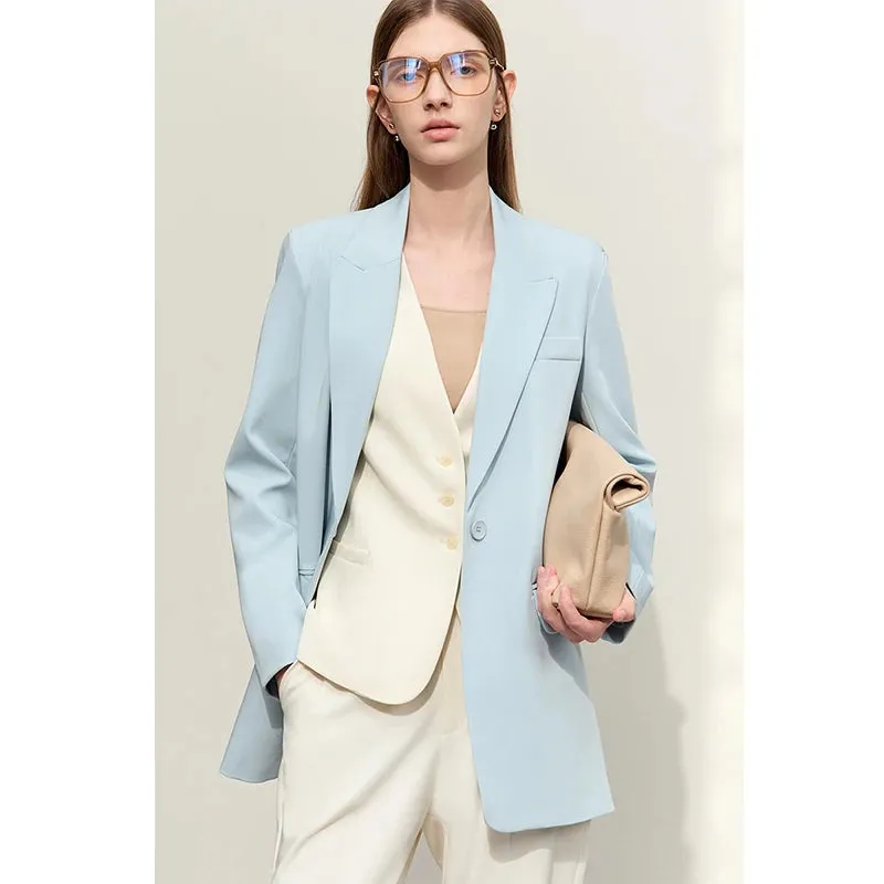 Minimalist Women's Blazer – Spring Collection Loose Office Jacket, Elegant Solid Color Coat for Women