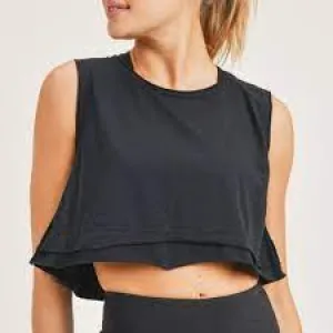 Mono B Double Layered Edged Cropped Tank Top
