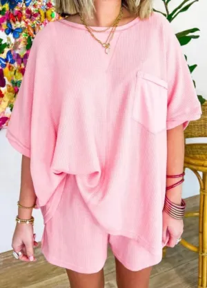 MORE COLORS Take it Easy Textured Short Set