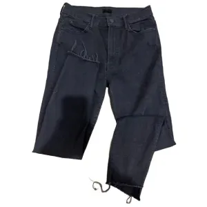 Mother Jeans The Stunner Zip Ankle Step Fray Size 29 Black Denim