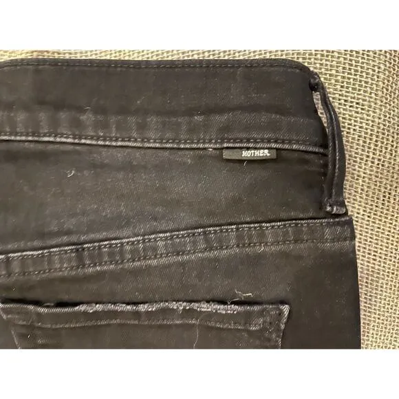 Mother Jeans The Stunner Zip Ankle Step Fray Size 29 Black Denim
