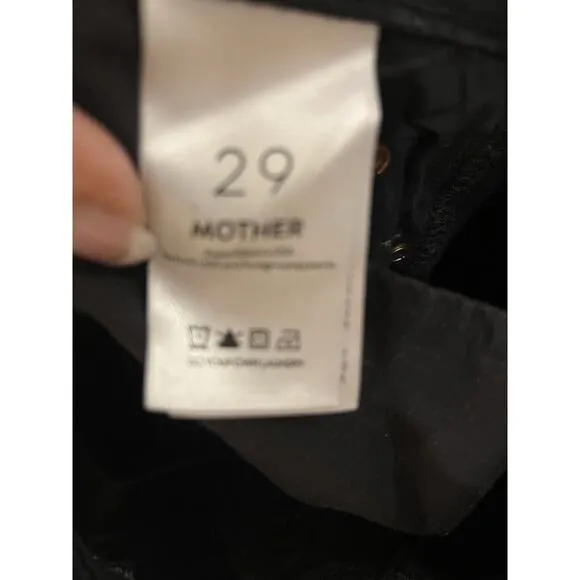 Mother Jeans The Stunner Zip Ankle Step Fray Size 29 Black Denim