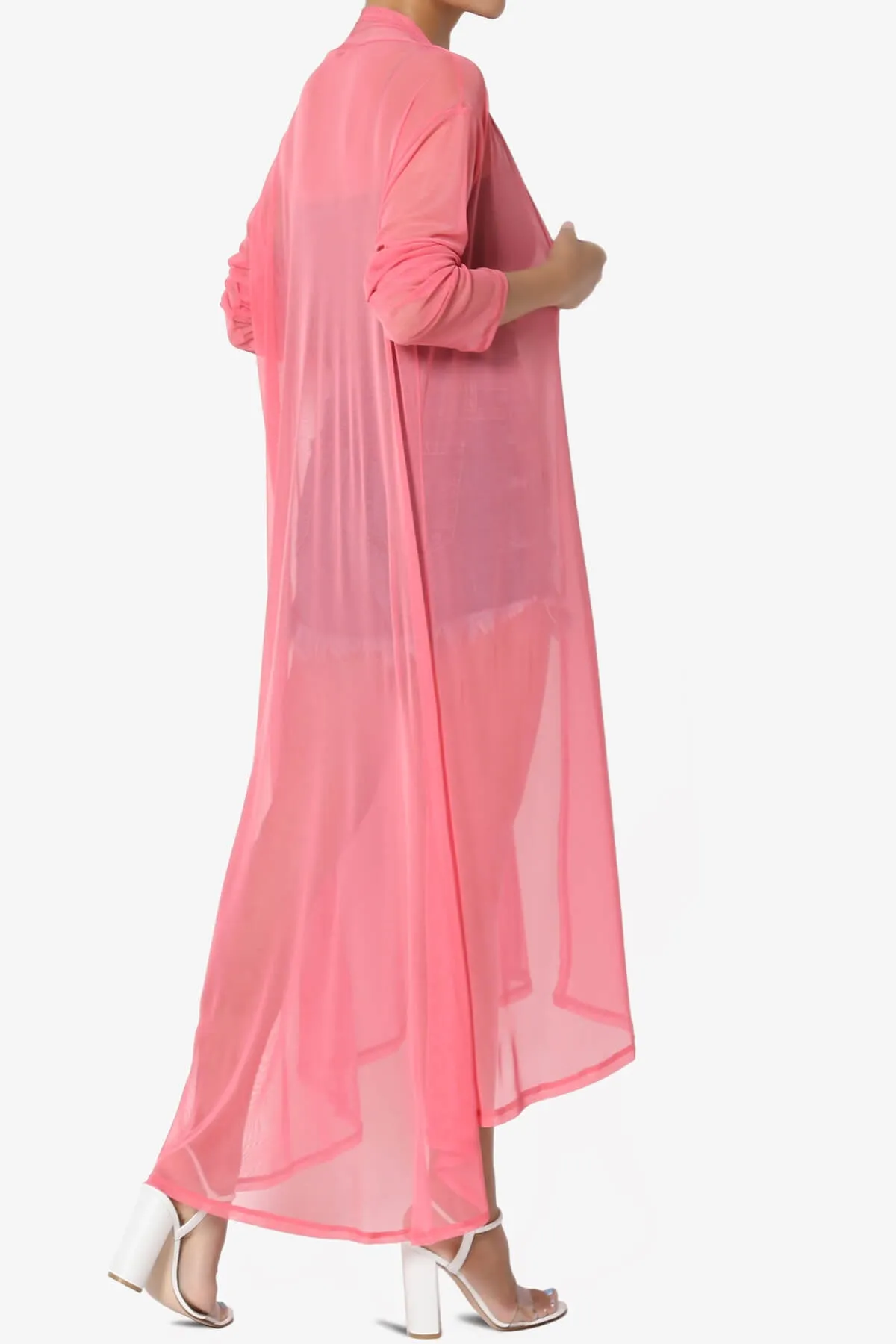 Moxxi Sheer Mesh Open Cardigan Duster PLUS