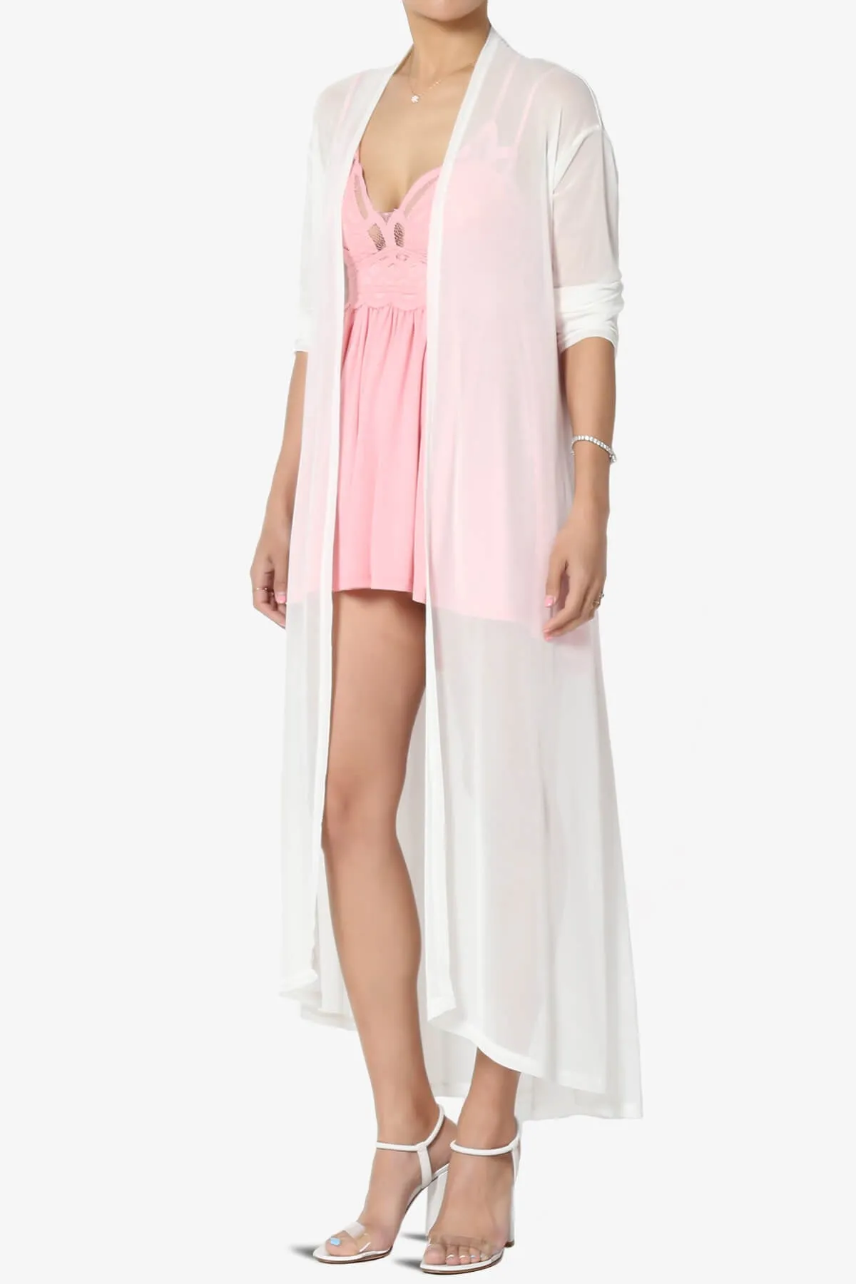 Moxxi Sheer Mesh Open Cardigan Duster PLUS