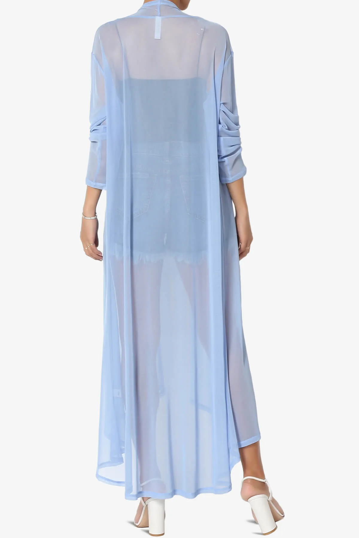 Moxxi Sheer Mesh Open Cardigan Duster PLUS