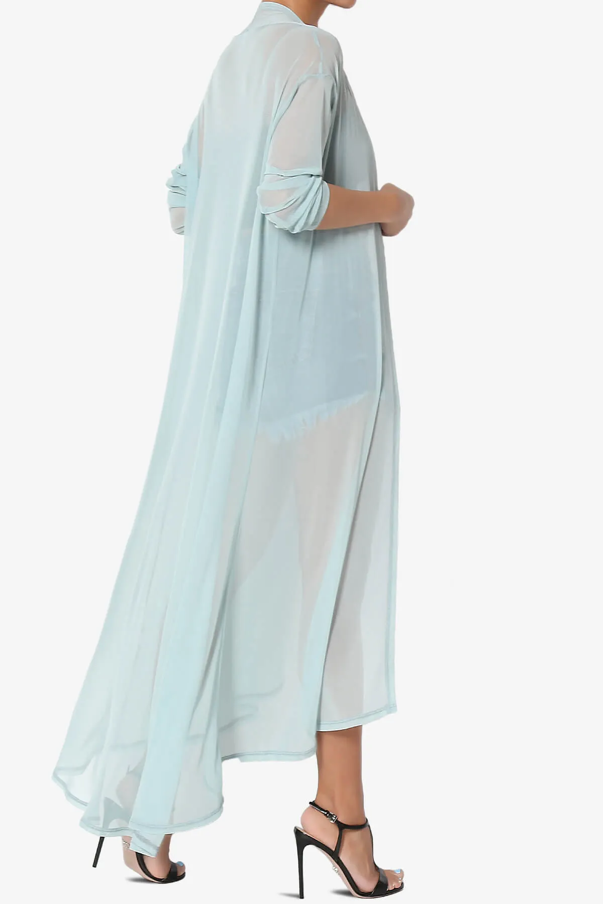 Moxxi Sheer Mesh Open Cardigan Duster PLUS